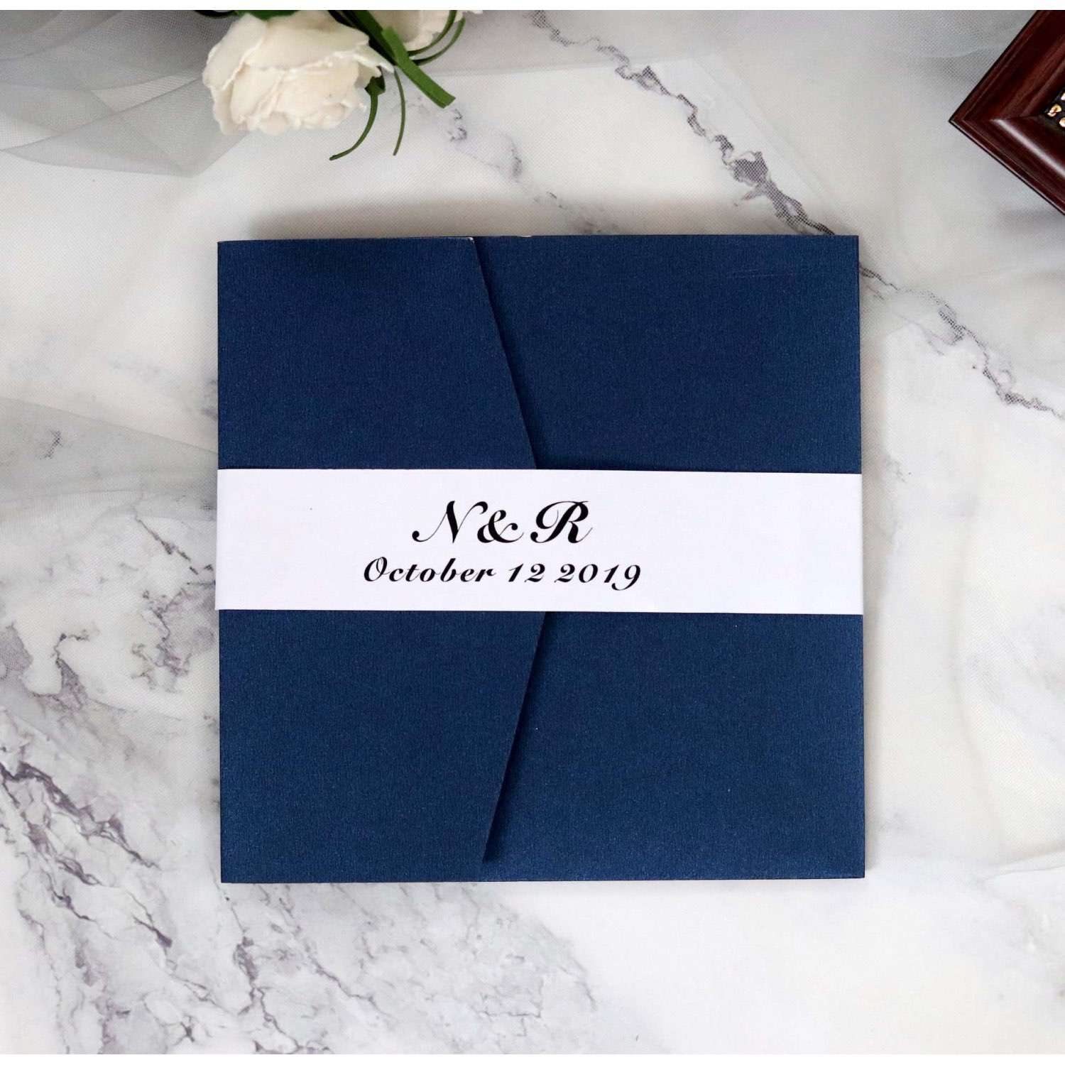 Square Slap-up Invitation Card Laser Marriage Invitations Ivory Tint Color Wholesale